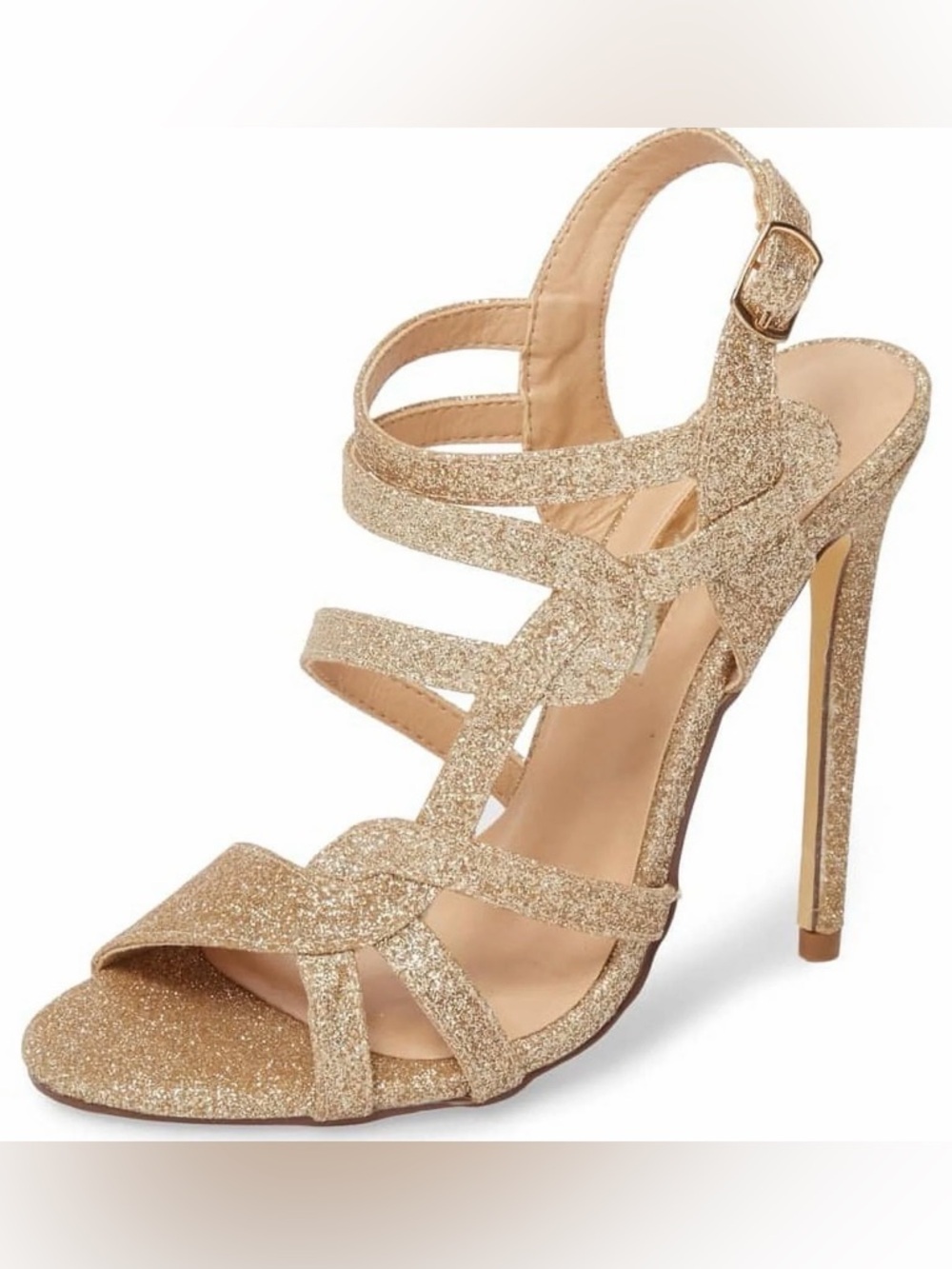 NWT Lauren Lorraine Gidget Strappy Gold Glitter Sandals - Size 8.5
